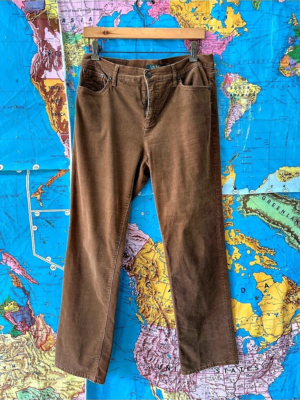 Lauren Ralph Lauren Classic Straight Leg Corduroy Jeans Brown Waist 10